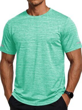 Men’s Light Green Quick-Dry Athletic Gym T-Shirt – Moisture Wicking Crewneck